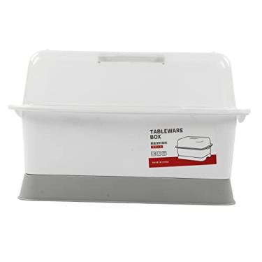 Imagem de Cremalheira De Secagem De Prato Portátil Com Tampa, Organizador Minimalista Do Escorredor Do Copo Da Placa Do Prato Dos Pp Bacia De Secagem Do Prato à Prova De Poeira Para A Cozinha De Casa(L)