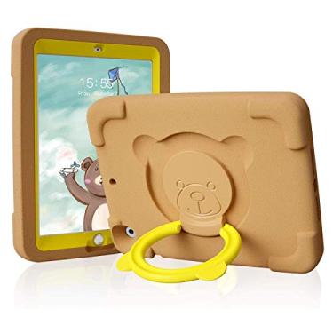 Imagem de PZOZ Capa infantil compatível com iPad Pro/Air 3ª geração de 10,5 polegadas, EVA à prova de choque, alça rotativa, suporte dobrável, capa protetora resistente para meninos e meninas (marrom)