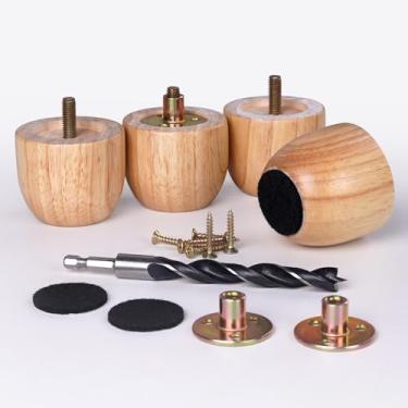 Imagem de Conjunto de 4 pernas de móveis de madeira pequenas de 5 cm, substituição de pernas curtas de sofá de madeira maciça para móveis, poltrona, sofá otomano, mesa de café, armário, móveis, pernas de