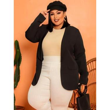 Imagem de Blazer Plus Size Alfaiataria Casaco Manga Longa Feminino - Rezes Moda,