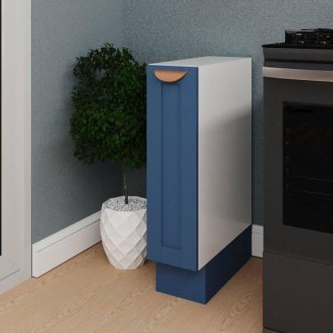 Imagem de Balcão Porta Tempero 20cm sem Tampo Arizona Cabecasa Madeiramadeira Branco/Azul