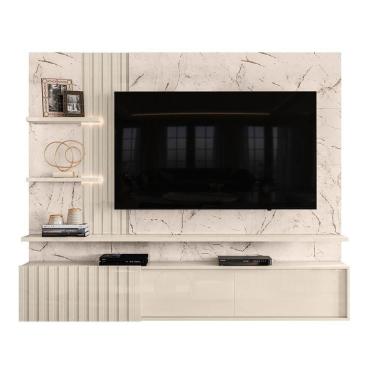 Imagem de Painel Para Até 55 Pol. Bancada Suspensa Atena Calacata/off White - Madetec