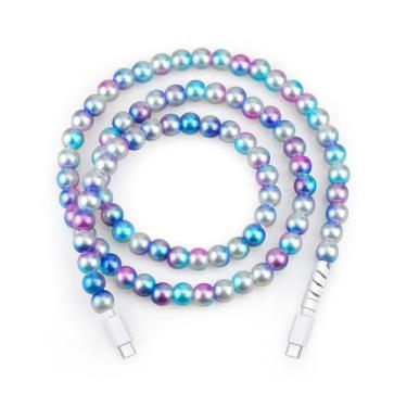 Imagem de YEBOLU Cabo de carregamento USB C para iPhone 16, meninas, 9,5 m, com contas de pérolas, cabo carregador USB tipo C para iPhone 16 Pro Max 15 Pro Max Plus Galaxy S25 S24 S23 S22