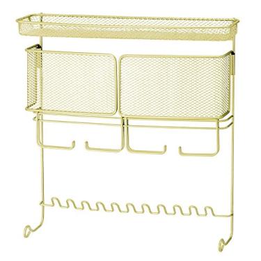 Imagem de Organizador de joias e acessórios iDesign Classico para colares, pulseiras, brincos, óculos de sol – latão pérola, pérola/latão