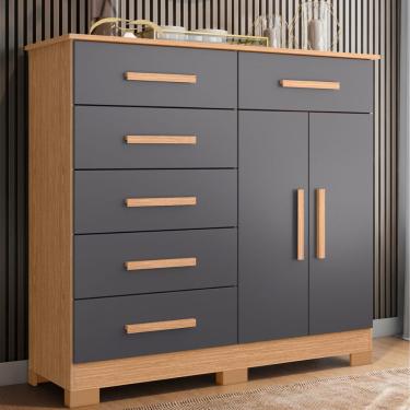 Imagem de Cômoda 6 Gavetas 2 Portas com Pés Xangai Albatroz