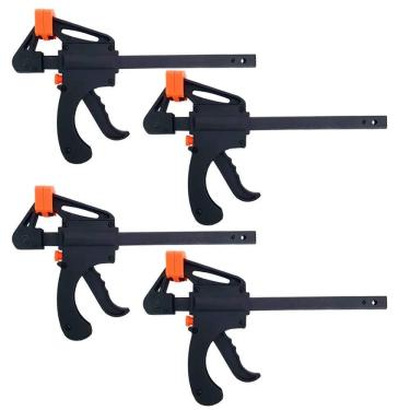 Imagem de Kit 4 Grampos Sargento De Aperto Rápido 6 Pol. Haste Grossa