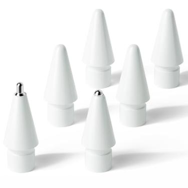 Imagem de Hastraith Pontas de substituição atualizadas para Apple Pencil 1/2/Pro/USB-C, pontas de metal mistas para pontas compatíveis com Apple Pencil com todas as gerações (pacote com 6)