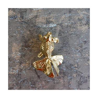 Imagem de AAPIE Puxador de porta deslizante puxadores retrô puxadores antigos em forma de peixe dourado puxadores de latão sólido para armários e gavetas ferragens de armário de cozinha para cômoda