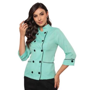 Imagem de Dolma Chef Feminina Manga 3/4 Ivy Verde - gardenia jalecos, GG