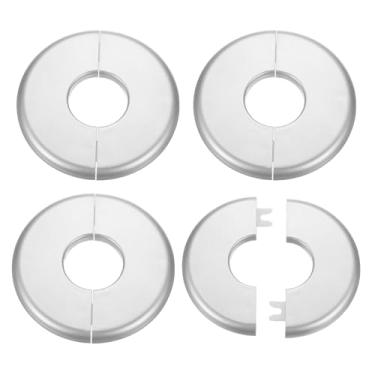 Imagem de HARFINGTON 4 peças flange dividida na parede 33,5 mm/1,3" placas de cobertura de encanamento autoadesivas plástico ABS placa redonda design de fivela para tubo de água banheiro decoração de cozinha