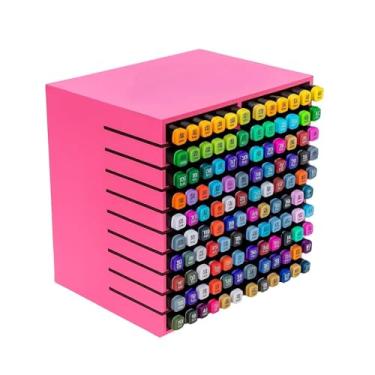 Imagem de Organizador para 120 Canetinhas - ESCOLHA SUA COR– canetinhas - nicho mdf - organização de mesa - ORGANIZER(ROSA)