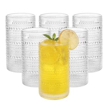 Imagem de Akutaa Conjunto de 6 copos vintage Hobnail para bebidas, copos transparentes de grande capacidade de 473 ml, copos altos para água, coquetéis, cerveja, uísque, cozinha e bar