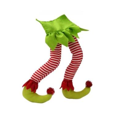 Imagem de ZJchao Elf de Natal Pernas de Pelúcia Presa Tree Tree Topper Decoração de Férias de Natal Ornamento de Casas de Bar