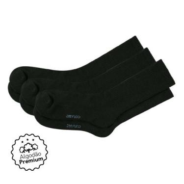 Imagem de Kit com 3 Pares Meias Cano Alto Algodão Preto - Zee Rucci, 39-43