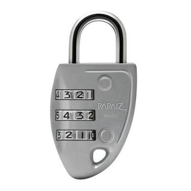 Imagem de Cadeado com Segredo CS23 30mm Prata Papaiz Zamac e Aço Carbono