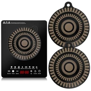 Imagem de 2 peças de silicone termocrômico, tapete de proteção de placa de indução, tapete de silicone de 25 cm para fogão de indução, tapete protetor de fogão de indução, tapetes de fogão resistentes ao calor