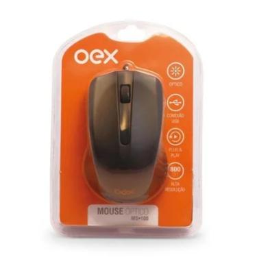 Imagem de Mouse com Fio Oex MS100, USB, Ergonômico Ambidestro, Preto