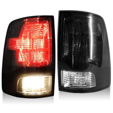 Imagem de MAYELLO Par de luzes traseiras fumê com lâmpadas para Dodge Ram 1500/2500/3500, 2019-2024 Ram 1500 Classic 2009-2018, lâmpadas traseiras de freio - serve apenas para acabamentos de halogênio de