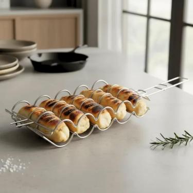 Imagem de Grelha Churrasqueira C/Trava Pão De Alho Legumes 53x17cm