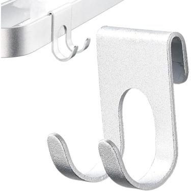 Imagem de Gancho De Chuveiro, Gancho De Parede Para Banheiro | Ganchos Para Cesta De Banheiro, Gancho De Cabides Multifuncionais Para Bucha, Roupão, Silver