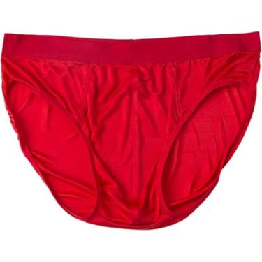 Imagem de Cuecas De Seda 100% Amoreira Masculinas Calcinha De Cetim Clássico De Cintura Baixa, Red, XL