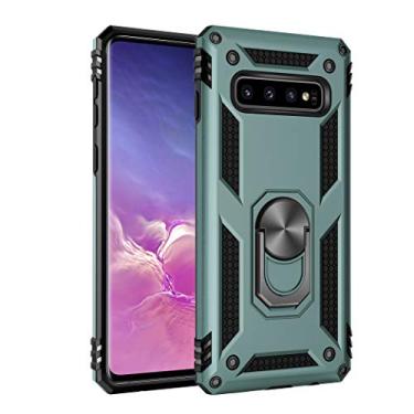 Imagem de SORAKA Capa para Samsung Galaxy S10 4G com suporte de anel capa armadura para Samsung Galaxy S10 4G capa traseira de policarbonato macio com placa de metal para suporte magnético de telefone carro