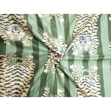 Imagem de Tecido estampado bloco à mão da Yard PRECUT 100% algodão 100% algodão tecido indiano leve para fazer tops de vestidos de verão Tecido indiano para artesanato Home Decore. (Design 132, 1 metro