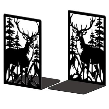 Imagem de Peacoblue Suportes de livros de metal para prateleiras, tampas de livros de estudo resistentes decorativas modernas para escritório, mesa, prateleira, sala 13,5 x 11 x 20 cm de ferro fundido simples