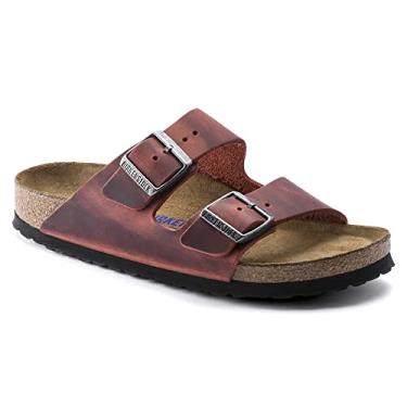 Imagem de Sand lia feminina Birkenstock Arizona com palmilha macia, Earth Red Oiled Leather, 11-11.5 Narrow