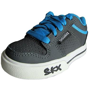 Imagem de Tênis de skate Skechers infantil masculino Vert II 91476N, Charcoal / Lt Blue, 5 Toddler