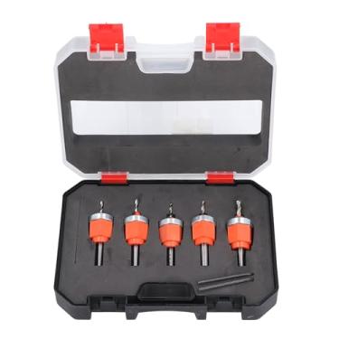 Imagem de Conjunto de Broca Escareadora Ajustável, Remoção Eficiente de Cavacos para Várias Tarefas de Perfuração, Material ABS, Com Chave para Trabalhar Madeira