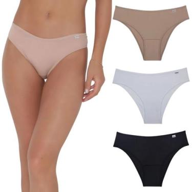 Imagem de Kit 3 Calcinhas Biquíni Delrio Cós Baixo Cobertura Média, K5, Mousse, 