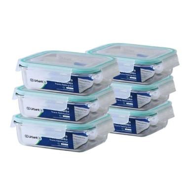 Imagem de Kit 6 Potes De Vidro Herméticos 370 Ml Retangular Urbantek