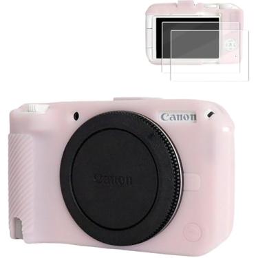 Imagem de VOVMOEYA Capa de silicone para câmera digital Canon EOS R50 v com 2 peças de protetor de tela temperado de 0,25 mm e capa protetora Canon eos r50v