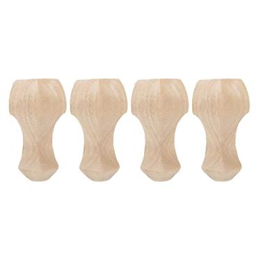 Imagem de Tnfeeon Pernas de Móveis, Construção Em Madeira de Borracha Maciça Entalhada à Mão Com Acabamento Rústico, 4 Peças para Suporte de Mesa e Armário Em Ambientes de Escritório Doméstico (12 * 6cm)