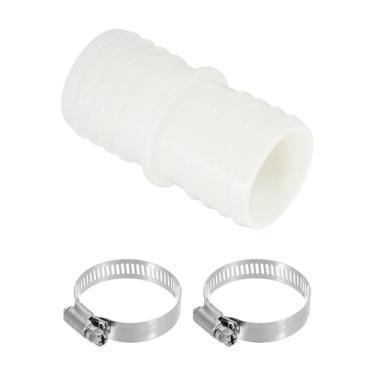 Imagem de PATIKIL Conectores de mangueira de drenagem para máquina de lavar, adaptador de mangueira de drenagem de máquina de lavar louça, conector de tubo dividido de extremidade dupla com 2 grampos para