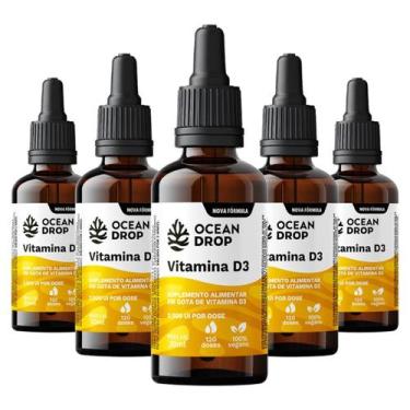 Imagem de Kit 5 Vitamina D3 2000 Ui Em Gotas Ocean Drop Vegana 30Ml