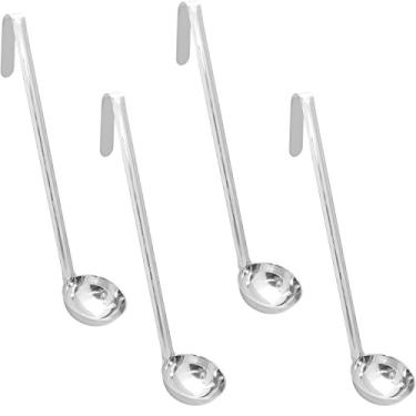 Imagem de Conchas de molho de tamanho pequeno, conchas de sopa, conchas de servir, aço inoxidável, tamanho de 60 ml com cabo longo, conjunto de 4