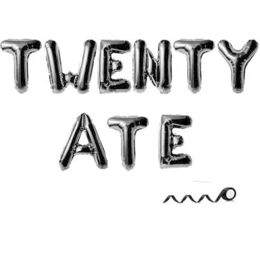 Imagem de Faixa Twenty Ate, Cheers to 28 Years, Decorações de Festa de 28 Anos Banner Balão Preto