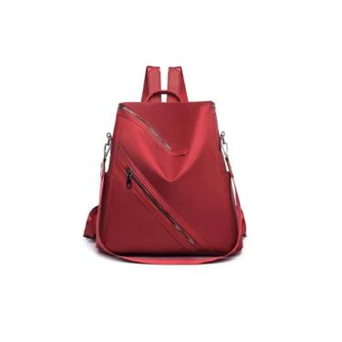 Imagem de Mochila genérica impermeável anti-roubo de nylon para mulheres vermelha