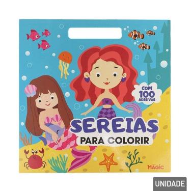 Imagem de Livro de Colorir Adesivos Bloco Gigante Sereias - Tudo em Caixa