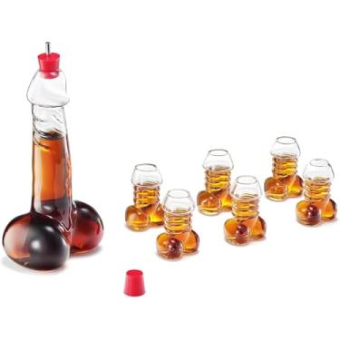 Imagem de Conjunto de decantadores com copos, decantador de 500 ml, copos de shot - 85 g -, para uísque, licor, tequila, vodca, copos de bar, copos de coquetel, despedida de solteira, presentes engraçados