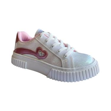 Imagem de Sua Cia, Tenis Menina Mini Sua Cia Napa Branco Brilho/Rose 9167.52138 Tamanho:32;Cor:Branco
