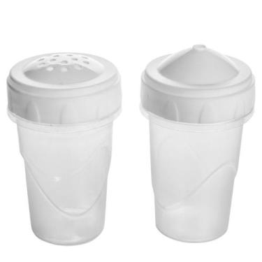 Imagem de Saleiro e paliteiro com tampa rosca 90ml branco Plasutil ref. 2986