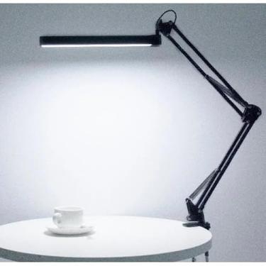 Imagem de Luminária de Mesa Articulada LED USB 2 em 1 Regulável Compacta e Econômica Ideal para Escritório Quarto ou Leitura 3 Cores de Iluminação e Controle Touch