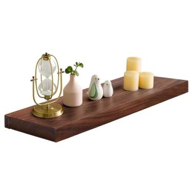 Imagem de Thoueyren Prateleiras flutuantes de nogueira sólida para parede, 40,6 cm x 17 cm x 4,6 cm, prateleira de parede montada em madeira grossa real com marcenaria para decoração de casa, banheiro, cozinha