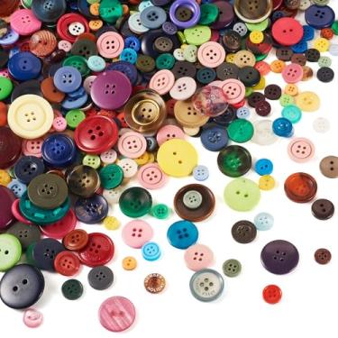 Imagem de 1 conjunto/400-600 peças de botões de resina redondos planos mistos botões de costura coloridos 7-25 mm para camisa, roupas, casacos, ternos, jaqueta, jeans, saias, costura, artesanato, decoração DIY