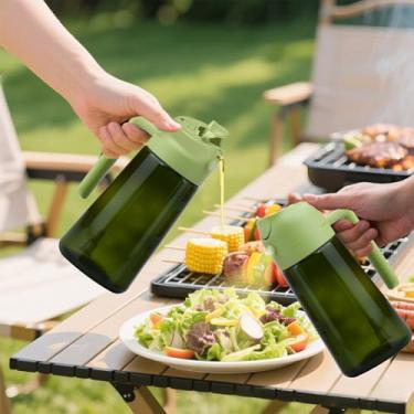 Imagem de Dispensador de óleo 2 em 1 e pulverizador de óleo, dispensador de 470 ml/473.6 g, pulverizador de azeite de oliva de vidro para cozinhar, frasco de spray de óleo Mister Spritz (verde)