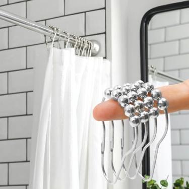 Imagem de Generic Conjunto de 12 ganchos de cortina de chuveiro de aço inoxidável de níquel polido para varões de chuveiro de banheiro