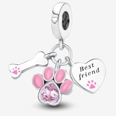 Imagem de 1 peça elegante diamante rosa vermelho prata berloque contas adequadas para mulheres, faça você mesmo e roupa diária combinando joias decoração para mulheres presente para mãe, 18.3*9.6mm, Prata, Sem